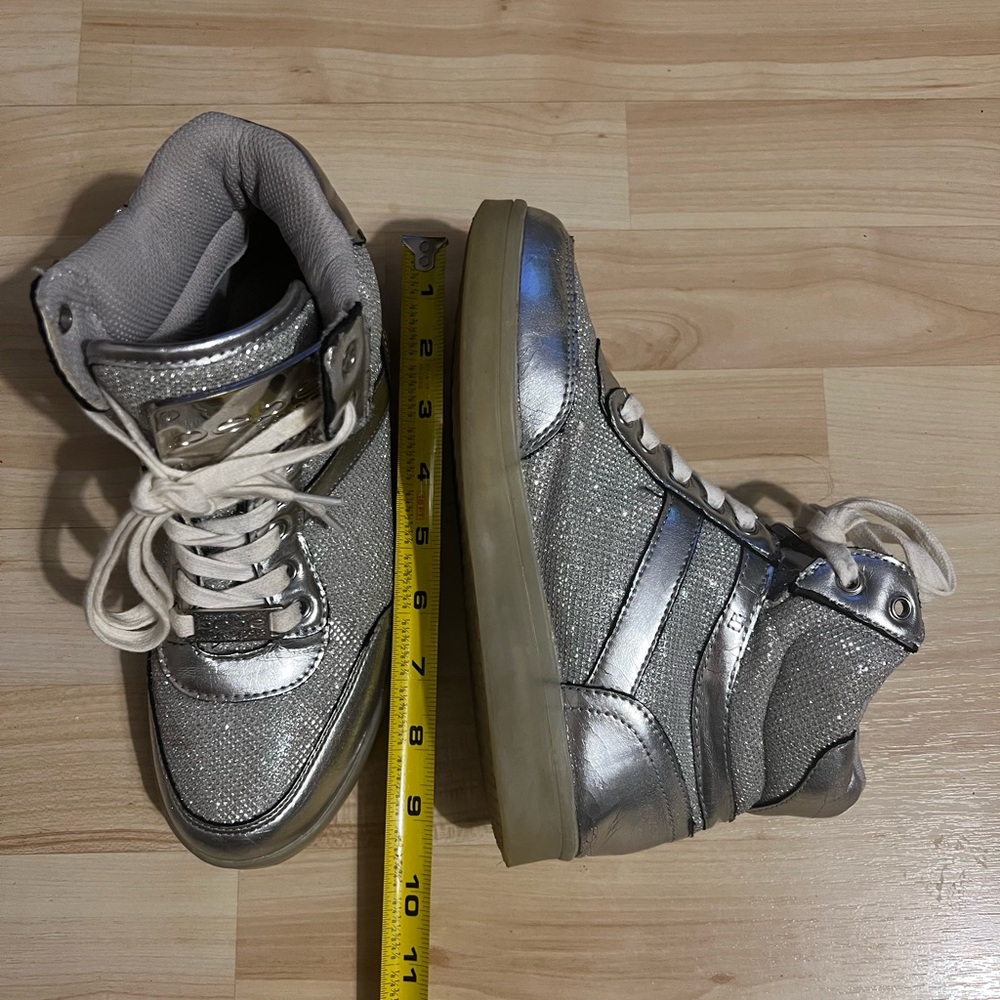 Bebe Metallic Silver High-Top Sneakers - Picture 9 of 10